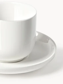 Tazze caffè in porcellana con piattino Nessa 4 pz