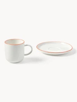 Tazze da caffè con piattino in porcellana Facile 2 pz
