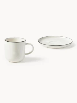 Tazzine da caffè con piattino in porcellana Facile 2 pz