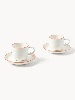 Tazzine da caffè con piattino in porcellana Facile 2 pz