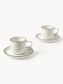 Tazzine da espresso con piattino in porcellana Facile 2 pz